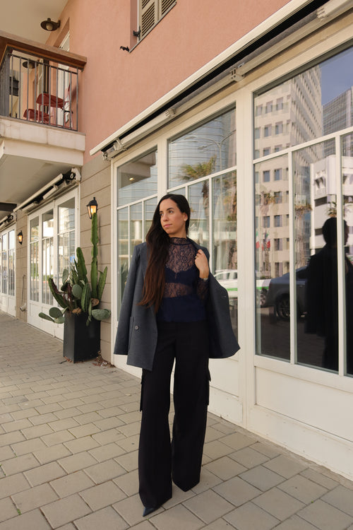 de Romantic Top Navy Blue