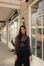 de Romantic Top Navy Blue