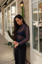 de Romantic Top Navy Blue